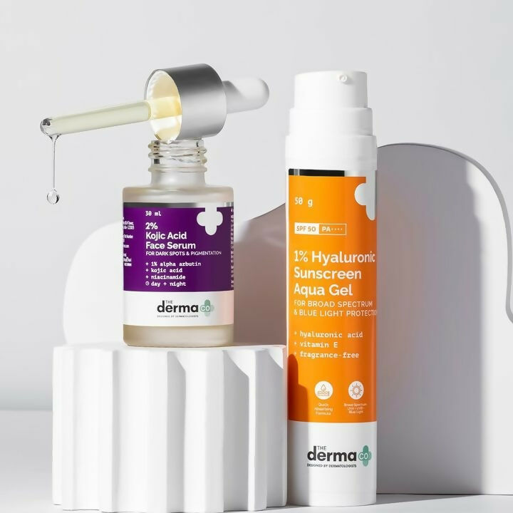 The Derma Co Summer Essentials Combo: 1% Hyaluronic Sunscreen & 2% Kojic Serum