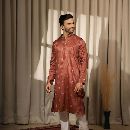 Brown Viscose Designer Embroidery Work Kurta Set - Mahotsav