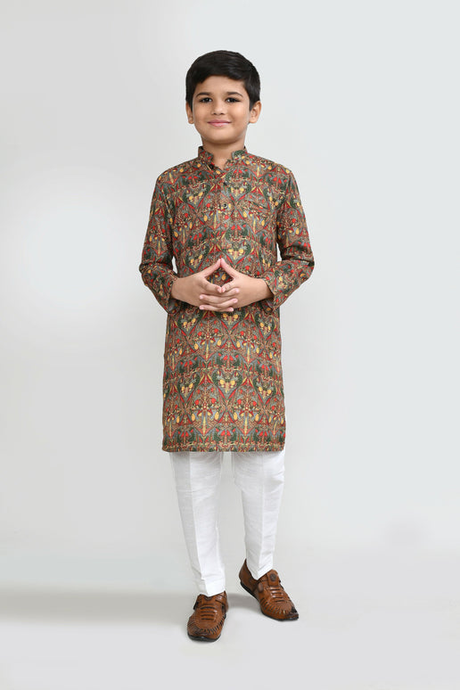 Joban Fashion Cotton Multicolor Kurta With Straight Fit Pant