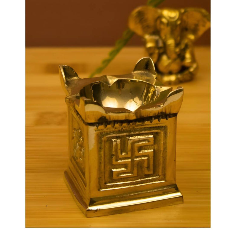 Spillbox Gold-Toned Brass Tulasi Deep Pooja Essential