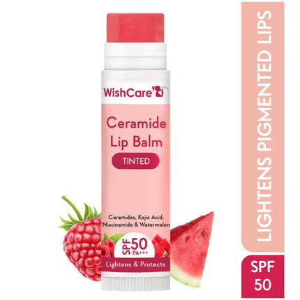 Wishcare Ceramide Lip Balm with SPF50 PA+++ - Tinted - Brightening Balm for Dark Lips with Kojic Acid & Niacinamide
