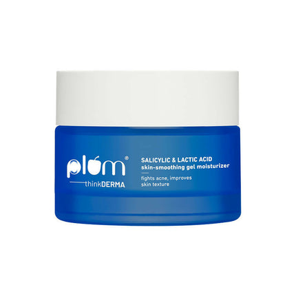 Plum Salicylic & Lactic Acid Skin-Smoothing Gel Moisturizer - For Active Acne & Oil-Free Hydration