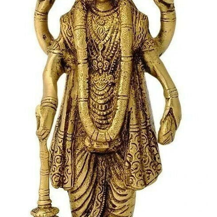 Artvarko Brass Lord Vishnu Narayan Holding Club Brass Statue