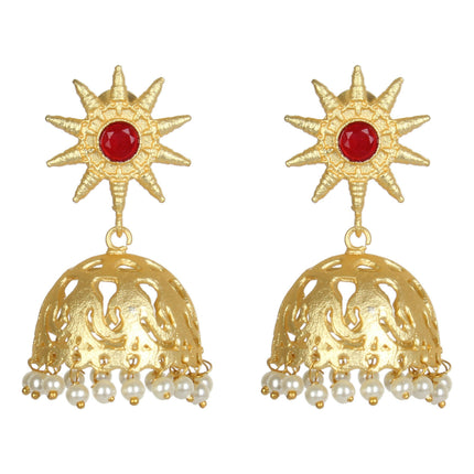 Joban Fashion Women Matte Gold Brass Jhumka