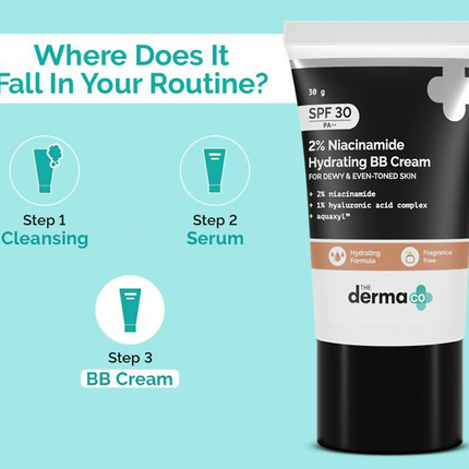 The Derma Co 2% Niacinamide Hydrating BB Cream with 1% Hyaluronic Acid Complex & Aquaxyl