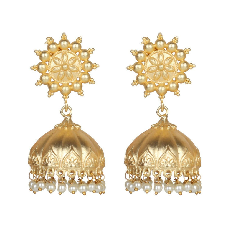Joban Fashion Women Matte Gold Brass Jhumka