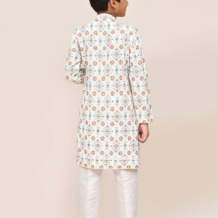 Joban Fashion Cotton White Kurta With Straight Fit Pant