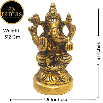 Tamas Brass Handmade Vinayakmoorti Ganesha Statue (Golden)