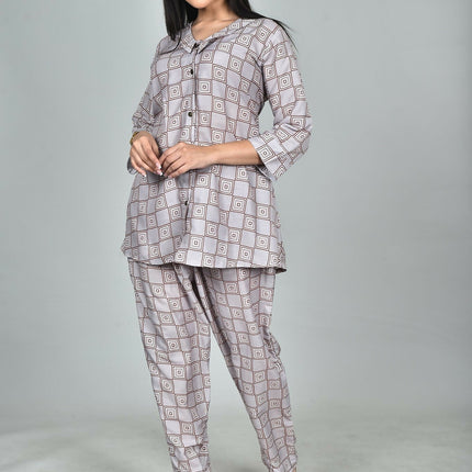 Morchari Digital Print Semi Muslin Co-Ord Set Top & Trouser-Multicolor