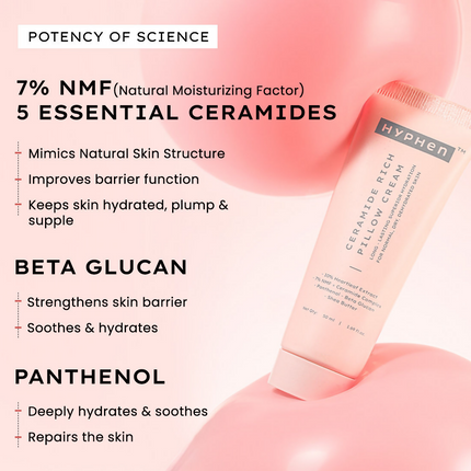 Hyphen By Kriti Sanon 10% Heartleaf & 7% Ceramides-Nmf Face Cream Moisturizer Rich Pillow Cream