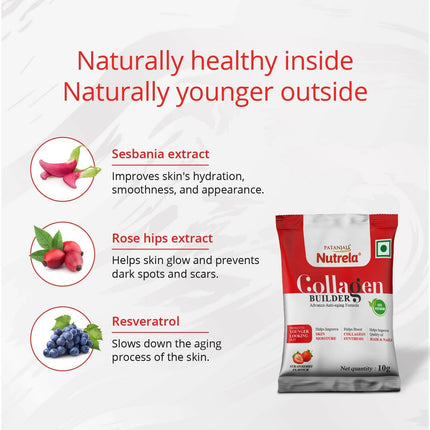 Patanjali Nutrela Collagen Builder Powder - Strawberry Flavour