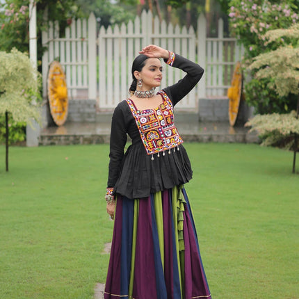 Lorenvalley Fashion Multicolor Rayon with Attractive Gota-Patti Lace Lehenga Choli