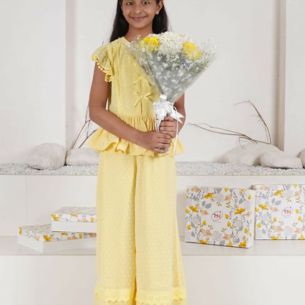 LH Luxury Fashion Elise Floral Co-Ord Set – Pastel Yellow Outfit for Girls