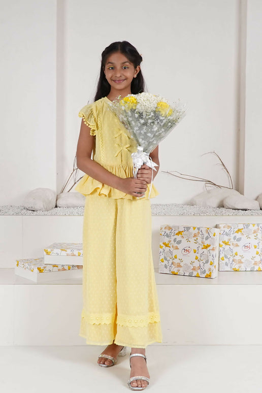 LH Luxury Fashion Elise Floral Co-Ord Set – Pastel Yellow Outfit for Girls