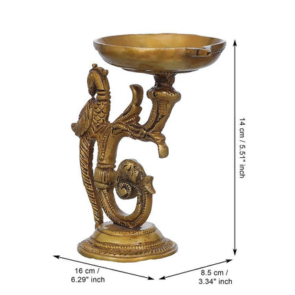 eCraftIndia Beige Peacock Design Diyas