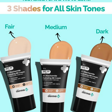 The Derma Co 2% Niacinamide Hydrating BB Cream with 1% Hyaluronic Acid Complex & Aquaxyl