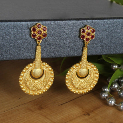 Joban Fashion Women Matte Gold Brass Earrings