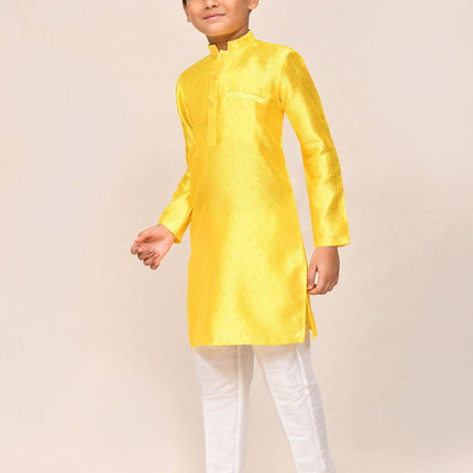 Joban Fashion Cotton Silk Yellow Kurta With Straight Fit Pant