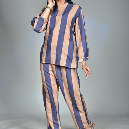 Morchari Digital Print Semi Muslin Co-Ord Set Top & Trouser-Multicolor