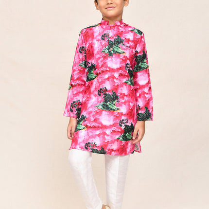 Joban Fashion Cotton Pink Kurta With Straight Fit Pant