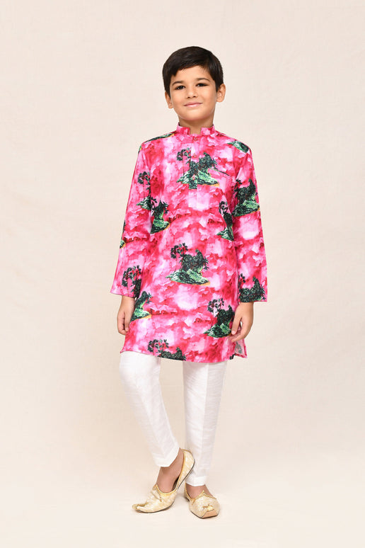 Joban Fashion Cotton Pink Kurta With Straight Fit Pant