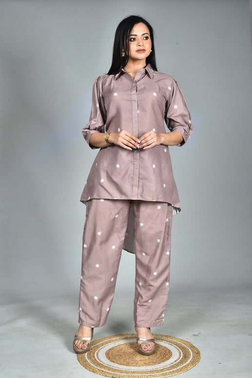 Morchari Digital Print Semi Muslin Co-Ord Set Top & Trouser-Multicolor