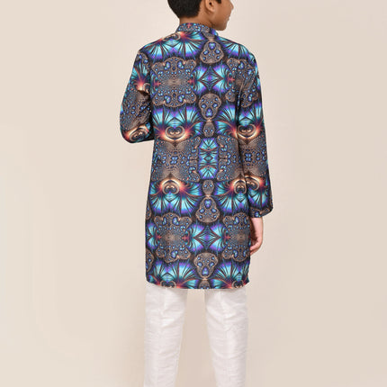 Joban Fashion Cotton Silk Blue Kurta With Straight Fit Pant