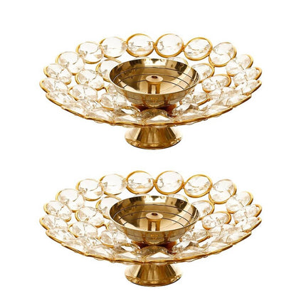 eCraftIndia Gold-Toned 2 Pieces Bowl Shape Diyas