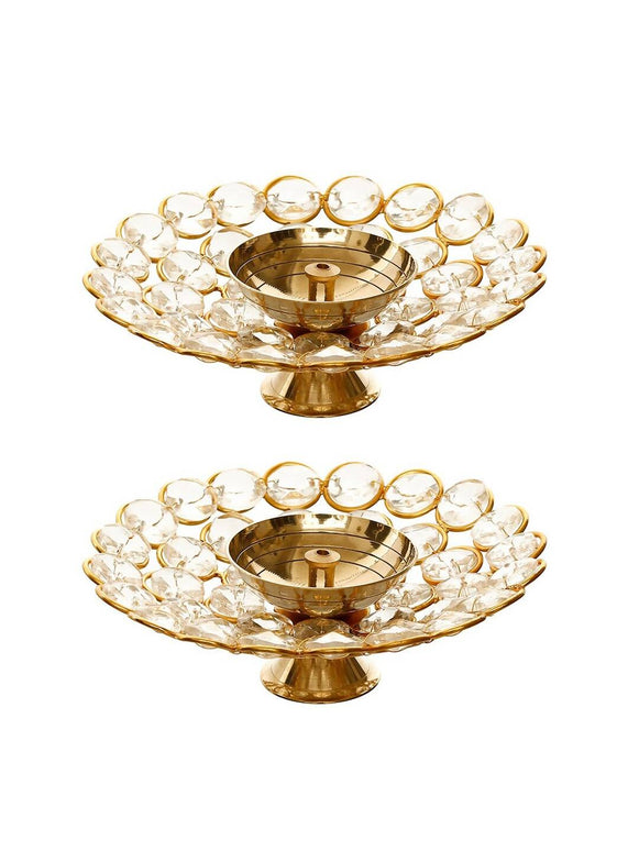 eCraftIndia Gold-Toned 2 Pieces Bowl Shape Diyas