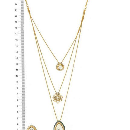 Kundan Antique Finish Earrings and Dew drop Necklace set - Ruby Raang