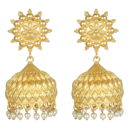 Joban Fashion Women Matte Gold Brass Jhumka