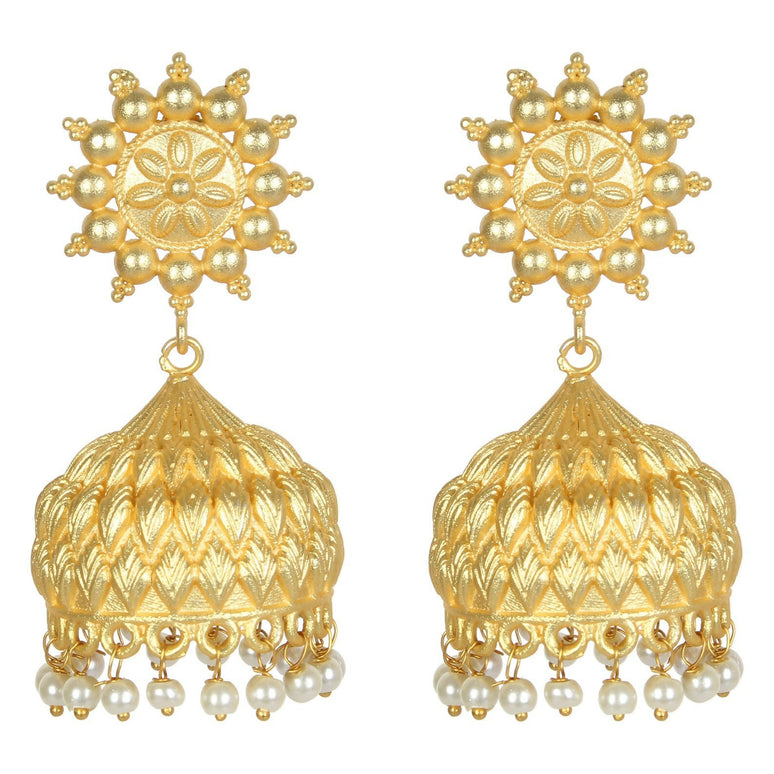 Joban Fashion Women Matte Gold Brass Jhumka