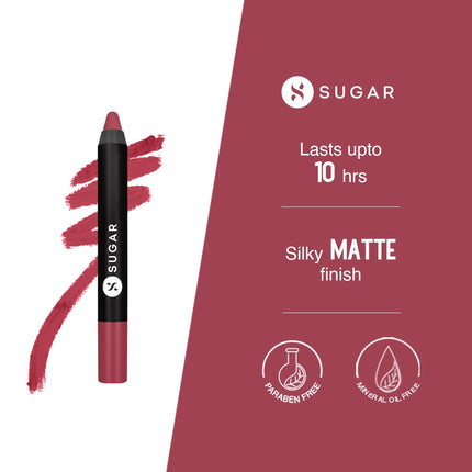 Sugar Cosmetics Matte as Hell Lip Crayon Lasts upto 8hrs, Water Resistent Lipstick for Women - 28 Honey Rider