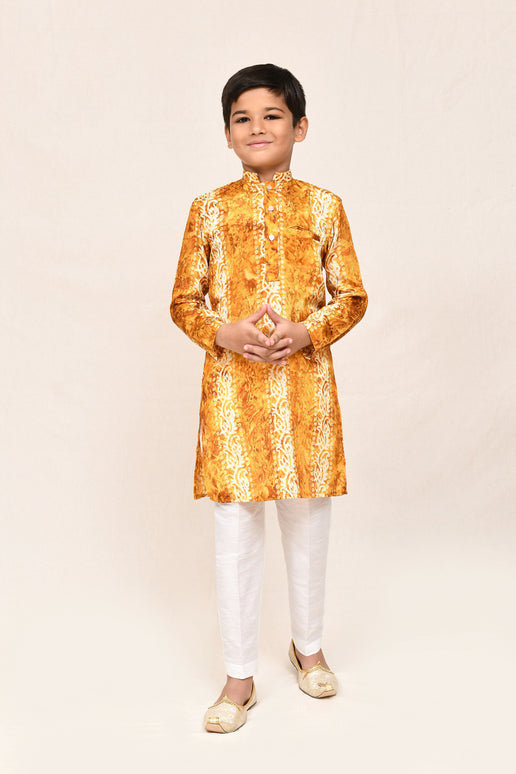 Joban Fashion SilkMusturd Kurta With Straight Fit Pant