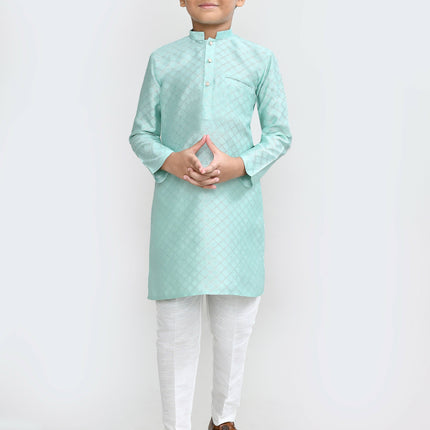 Joban Fashion Cotton Silk Pastel Green Kurta With Straight Fit Pant
