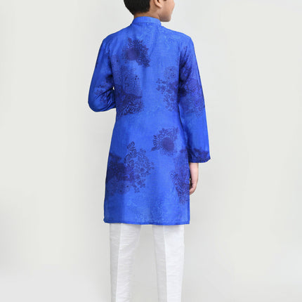 Joban Fashion Cotton Silk Royal Blue Kurta With Straight Fit Pant