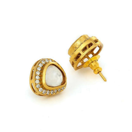 Kundan Antique Finish Earrings and Dew drop Necklace set - Ruby Raang