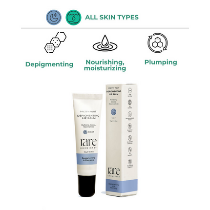 Rare Chemistry Pretty Pout Depigmenting Lip Balm, Night Plumps Depigments Mulberry Niacinamide