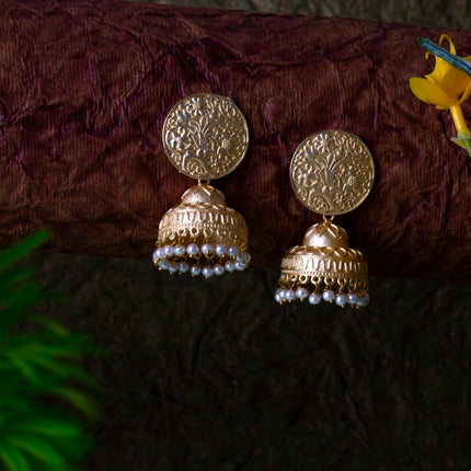 Joban Fashion Women Matte Gold Brass Jhumka