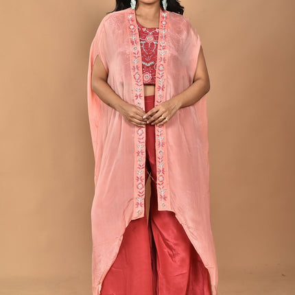 Morchari Women Hand Embroidery Crop Top-Rust