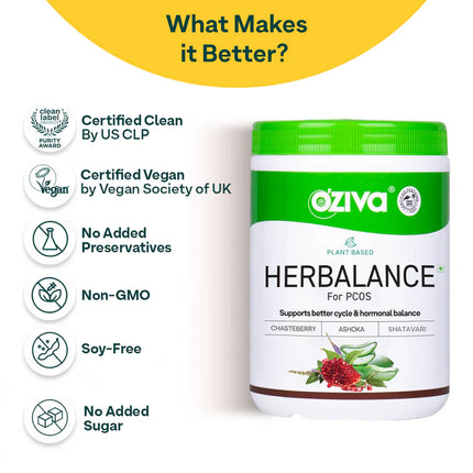 OZiva Plant Based Herbalance For Pcos - 200 gm