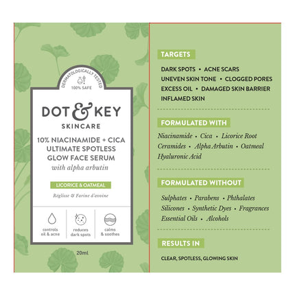 Dot & Key 10% Niacinamide Cica Glow Face Serum, Fades Acne Scars & Dark Spots