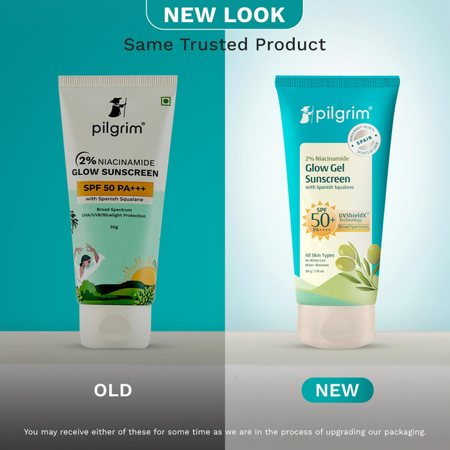 Pilgrim 2% Niacinamide Glow Sunscreen SPF 50 +++ Enhances Glow, Broad spectrum, Non-greasy, No white cast & Prevents Tanning