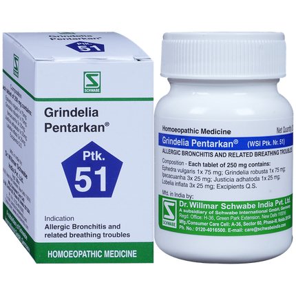 Dr. Willmar Schwabe India Grindelia Pentarkan Ptk 51 Tablets