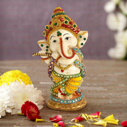 Tied Ribbons Decorative Murli Ganesh Idol