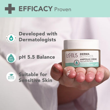 Lotus DermaBotanics Kojic Acid + Multi Berry Ampoule Crème, pH5.5, For Sensitive Skin