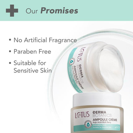 Lotus DermaBotanics Kojic Acid + Multi Berry Ampoule Crème, pH5.5, For Sensitive Skin