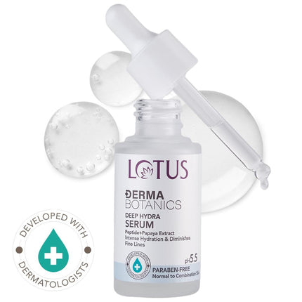 Lotus DermaBotanics Peptide + Papaya Extract Deep Hydra Serum,pH5.5,Normal To Combination Skin