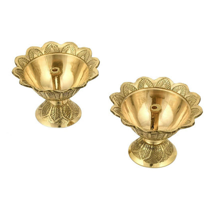 CraftVatika Gold-Toned Brass Engraved Diya