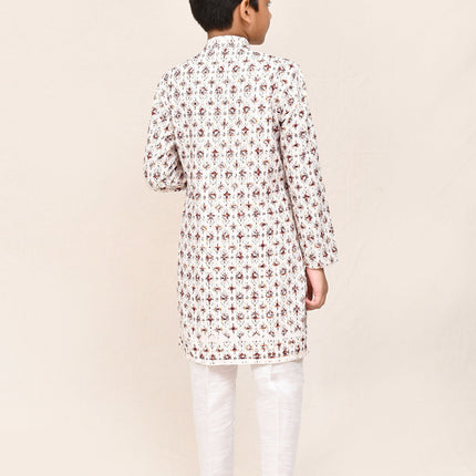 Joban Fashion Cotton Cream Kurta With Straight Fit Pant